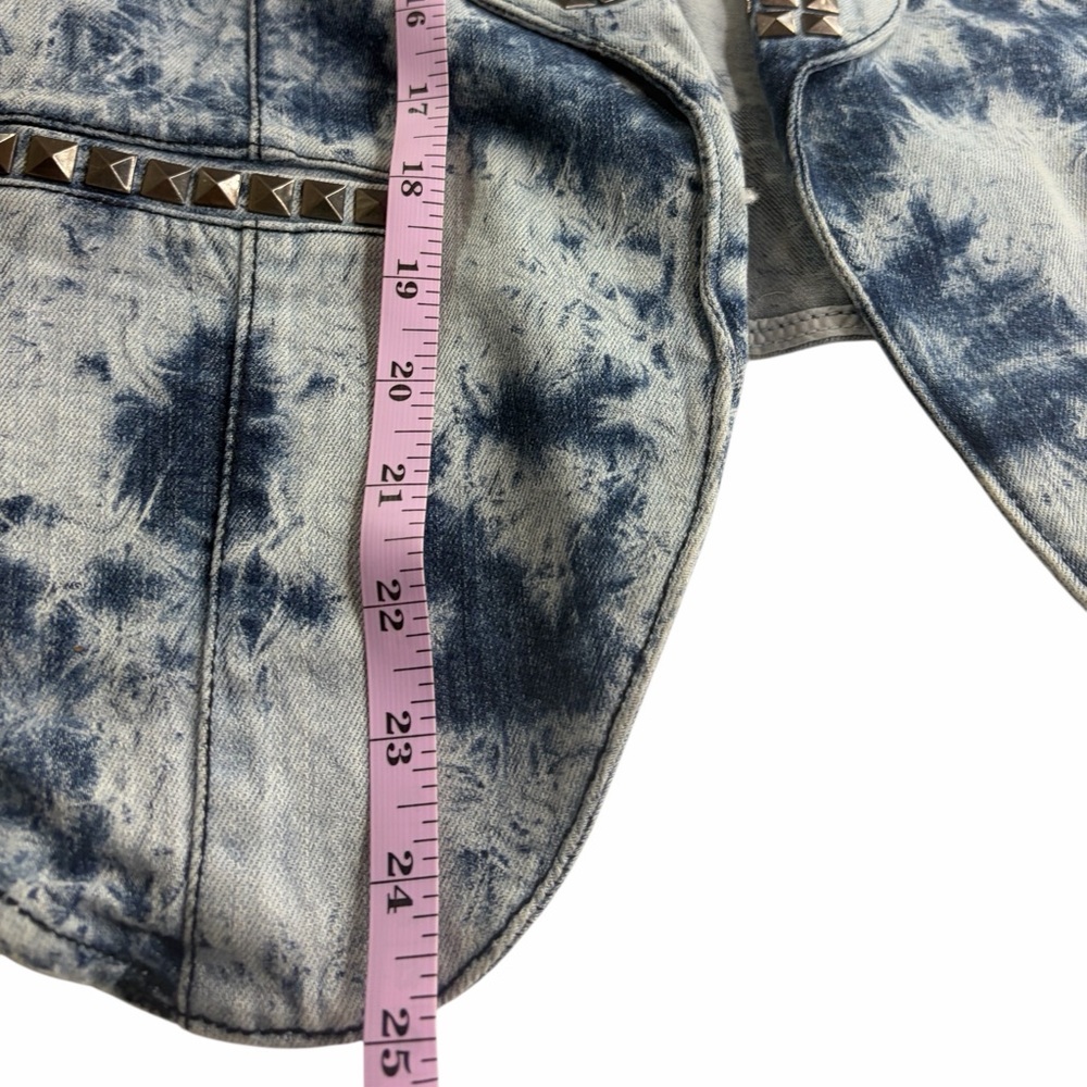 See you Monday, Studded Denim Vest, Sleeveless Tie-Dye Denim Vest, Small - Picture 10 of 12